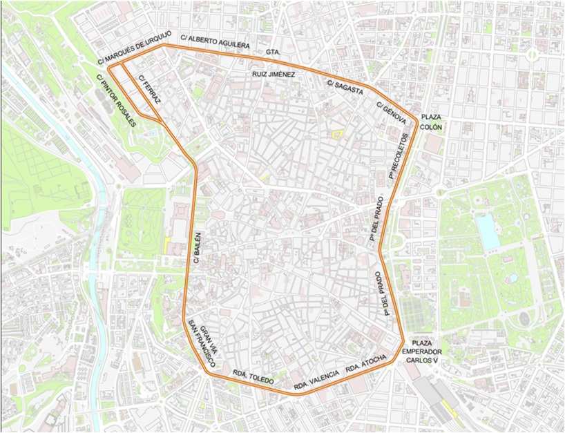 Propuesta del anillo ciclista M-10 de Madrid