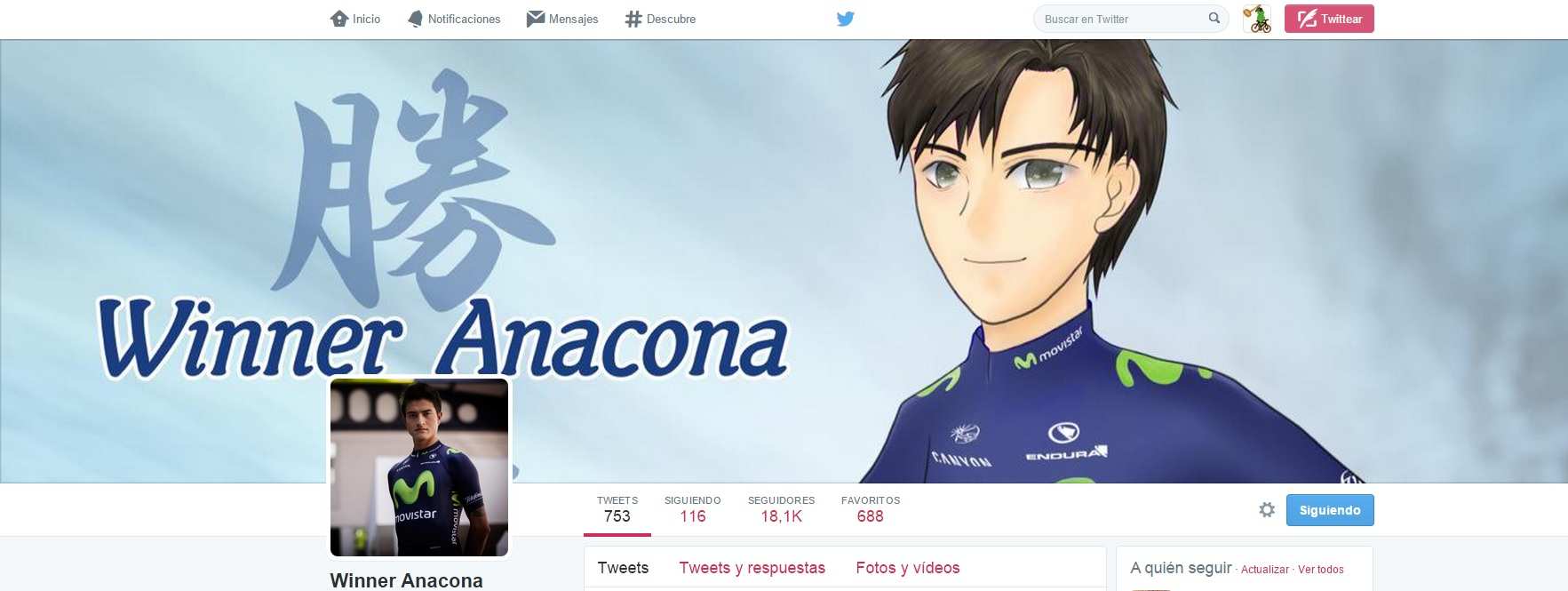 perfil de twitter de Winner Anacona