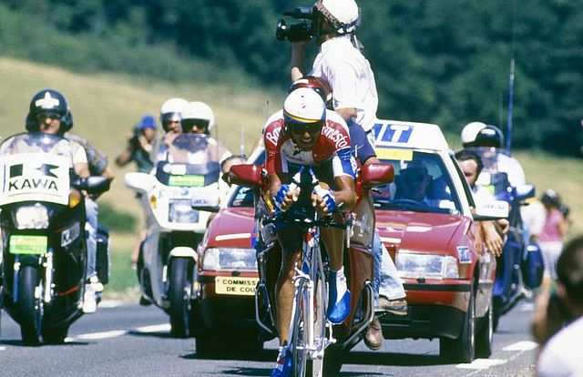 Tour del 1994:  Indurain disputando la crono de  Bergerac