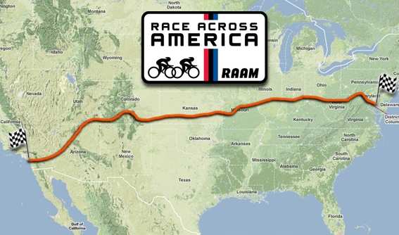 Mapa del recorrido de la Race Across America