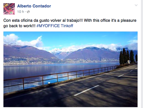 Post en Facebook de Alberto Contador